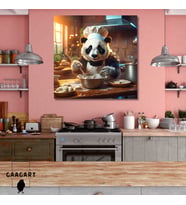 Kare Kanvas Mutfak Tablosu Aşçı Hayvanlar Sevimli Panda