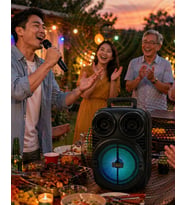 Rgb Işıklı Karaoke Hoparlör Mikrofonlu Usb Tf Kart Destekli Taşınabilir Speaker