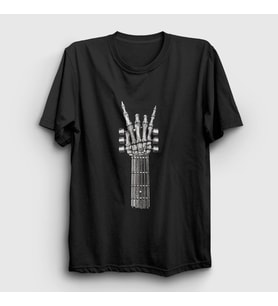 Presmono Unisex Siyah Skeleton Hand Guitar Music Rock T-Shirt 340229tt