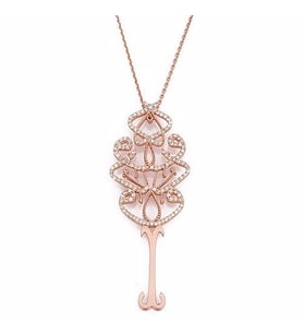Beyaz Taşlı rose El Vedud Gümüş kolye