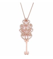 Beyaz Taşlı rose El Vedud Gümüş kolye