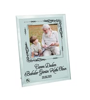 Canım Dedem Fotoğraf ve Mesaj Baskılı Cam Çerçeve - Dedeye Babalar Günü Hediyesi