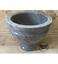Sipahi Marble Gri Mermer Ayaklı Yuvarlak Kurna