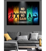 No Pain No Gain Spor Motivasyonu Dekoratif Kanvas - Mdf Ahşap Tablo