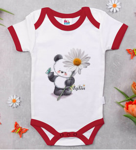 BK Kids Kişiye Özel Papatya Temalı Kırmızı Bebek Body Zıbın-9