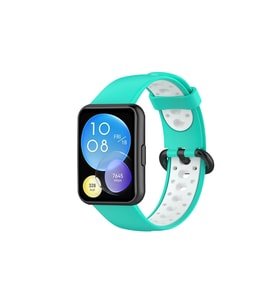 Huawei Watch Fit 2 Spor Delikli Kordon - Turkuaz-Beyaz