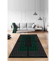 Yeşil Çerçeveli Kaymaz Taban Makinede Yıkanabilir Halı RV096 - 100 x 160 cm