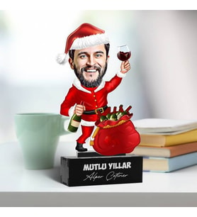 Kişiye Özel Yılbaşı Eğlencesi Erkeğe Özel Karikatürlü Biblo