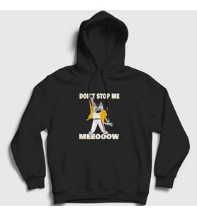 Presmono Unisex Siyah Freddie Meowcury Cat Kedi Queen Kapüşonlu Sweatshirt 401301tt