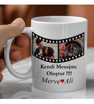 Fotoğraflı Film Şeridi Tasarımlı Kendi Mesajını Oluştur Ve İsimli Kupa Bardak