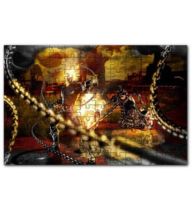 Cakapuzzle Alevler İçindeki Hayalet Sürücü ve Zinciri Puzzle Yapboz MDF (Ahşap) (120 Parça)