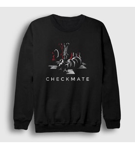 Presmono Unisex Siyah Checkmate Chess Satranç Sweatshirt 331571tt