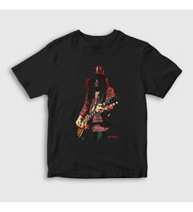 Presmono Unisex Çocuk Siyah Les Paul Guns N' Roses Slash T-Shirt 40135tt