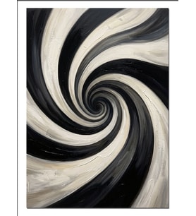 Siyah Beyaz Spiral Optik İllüzyon Dekoratif Kanvas - Mdf Ahşap Tablo