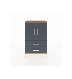 Arges Komodin 2 Raflı 2 Çekmeceli 2 Kapaklı 60x30x96 Çam-Antrasit