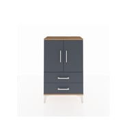 Arges Komodin 2 Raflı 2 Çekmeceli 2 Kapaklı 60x30x96 Çam-Antrasit