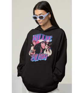 Tasarım Billie Eilish Baskılı Unisex Oversize Şarkıcı Hoodie