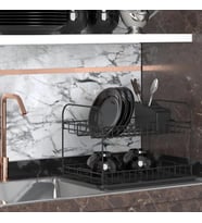 Geseus Home İki Katlı Tabaklık Bulaşıklık Mat Siyah KB007S