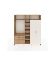 Hyperion Dolap 10 Raflı 3 Çekmeceli 2 Askılı 220x44x243 Çam-Aytaşı/Çam