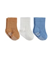 Civil Baby Çift Baskı Kaydırmaz 3'lü 6-18 Ay Bebek Erkek Çorap Set - Standart