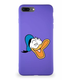 Apple iPhone 8 Plus Soft Premier Kapak Donald Duck-E Tasarımlı Silikon Kılıf - Mor (Şeffaf)