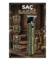 Şarj Edilebilir Saç Sakal Kesme Makinesi – T Tipi Metal Bıçak, 3 Tarak, 300 Dakika Kullanım