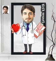 Kişiye Özel 3D  Ahşap Tablo Kalp Doktoru Erkek 30x40 -1