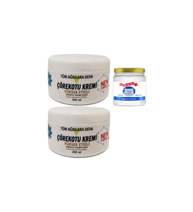 2 Tane Çörek Otu Ağrı Kremi White 200 ml + Snow Kitten 50 ml Menthol Balm Kas Eklem Fıtık Vücut Ağrılarına Rahatlatıcı Masaj Seti