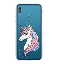 Huawei Y6 Pro 2019 Uyumlu Kamera korumalı Kapak Unicorn Tasarımlı  Şeffaf Kılıf