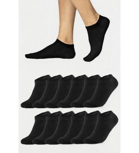 12 Çift Siyah Pamuklu Unisex Patik Çorap Terletmeyen Günlük Çorap Seti