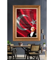 Altın Varaklı Çerçeveli Paspartulu Atatürk Tablo nh499 (Gold)
