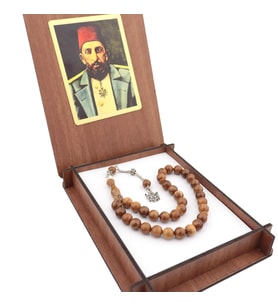 Ahşap Kutulu Osmanlı Padişahı 2. Abdulhamid Temalı Kuka Tesbih