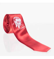 Çocuk Boy Atatürk ve İmza Baskılı Saten Kırmızı Kravat - CK-28 (Renksiz)