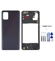 Samsung Galaxy A51 - SM-A515F FULL Kasa Arka Kapak Takım SİYAH - TAMİR SETİ
