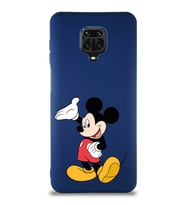 Xiaomi Redmi Note 9S Soft Premier Kapak Mickey Mouse-C Tasarımlı Silikon Kılıf - Lacivert (Şeffaf)