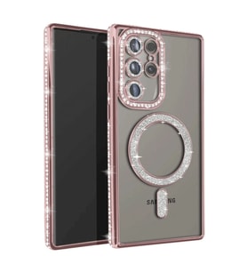 Samsung Galaxy S25 Ultra Kılıf Joke Simli Magneticsafe Kılıf - Pembe