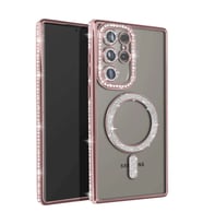 Samsung Galaxy S25 Ultra Kılıf Joke Simli Magneticsafe Kılıf - Pembe