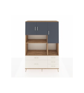 Hyperion Dolap 8 Raflı 5 Çekmeceli 3 Kapaklı 132x44x195 Çam-Antrasit/Aytaşı