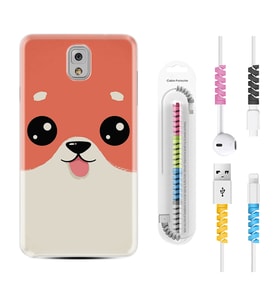 Samsung Note 3 4 5 8 9 20 Ultra 10 Lite Kılıf Kablo Koruma Spiral Silikon Sevimli Köpek 1731