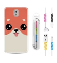 Samsung Note 3 4 5 8 9 20 Ultra 10 Lite Kılıf Kablo Koruma Spiral Silikon Sevimli Köpek 1731