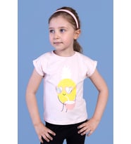 Toontoy Kız Çocuk Ananas Baskılı Tişört (Pudra)