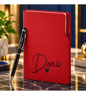 BK Gift Kişiye Özel 374 Termo Deri Tarihli Ajanda & Siyah Touch Pen Tükenmez Kalem-12