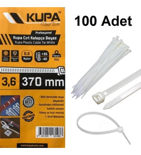 Kupa Plastik Cırt Kelepçe Beyaz 3.6 x 370 mm. - 100 Adet