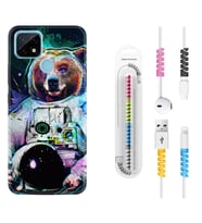 Realme C11 C21 C21Y C25Y C11 2021 Kılıf Kablo Koruma Spiral Silikon Astronot Panda 1755