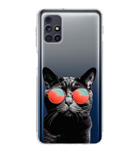 PrintiFy Samsung Galaxy M31s ile Uyumlu Kedi 3 Kamera Korumalı Şeffaf Kılıf