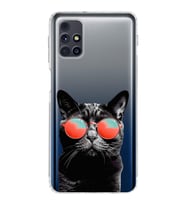PrintiFy Samsung Galaxy M31s ile Uyumlu Kedi 3 Kamera Korumalı Şeffaf Kılıf