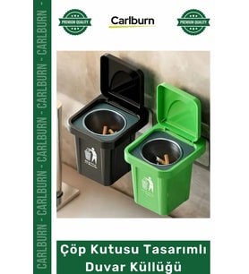 #OtoKüllük Balkon Teras Dekoratif Pratik Kapaklı Metal Hazneli Çöp Kutusu Tasarımlı Duvar Küllüğü