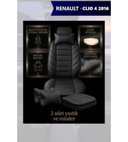 renault clio 4 2016 Koltuk ve Kılıf uyumlu Yastık Minder Lüks Siyah 2 Minder 2 Yastık