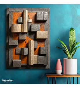Dikey Kanvas Tablo Geometrik Formlar Soyut Tablo Ev Ofis Duvar Dekoru