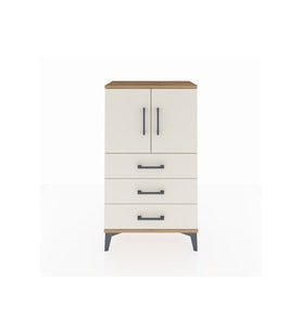 Arges Komodin 2 Raflı 3 Çekmeceli 2 Kapaklı 60x30x106 Çam-Aytaşı